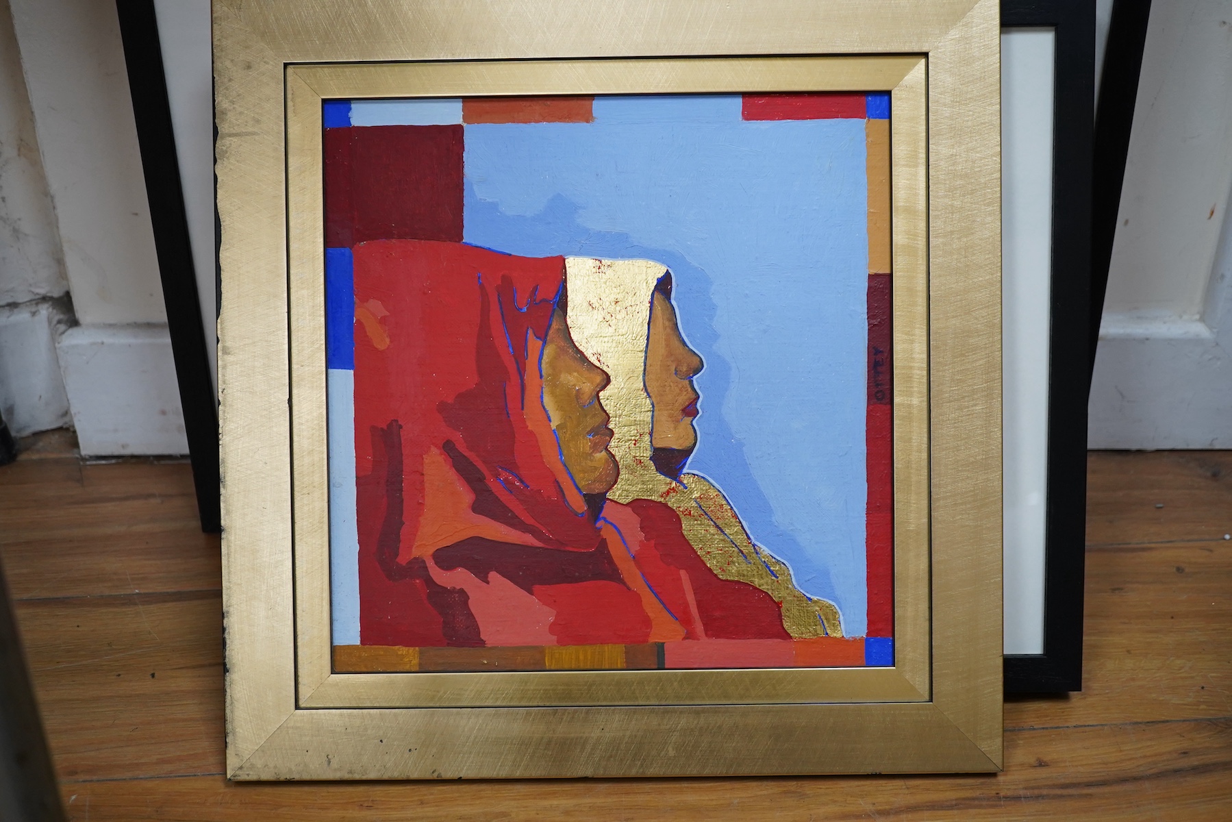 A collection of works by Piers Ottey (contemporary), to include: pencil figural studies and abstract oils, 39 x 32cm. Condition - mostly good